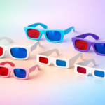 The picture showing 3D glasses of different sizes, shapres and color.